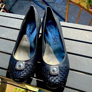 Brighton 'Barb' Black Leather Ballet Flats w/Silver Accent / Charm Size 7 1/2